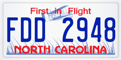 NC license plate FDD2948