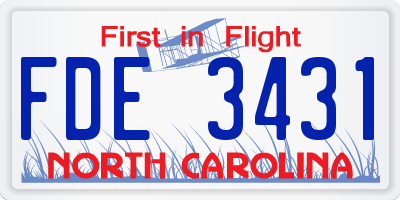 NC license plate FDE3431