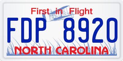 NC license plate FDP8920