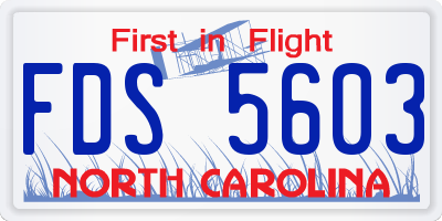 NC license plate FDS5603