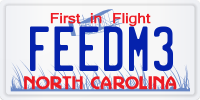 NC license plate FEEDM3