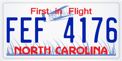 NC license plate FEF4176