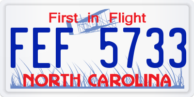 NC license plate FEF5733