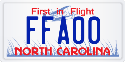 NC license plate FFA00