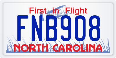 NC license plate FNB908