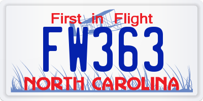 NC license plate FW363