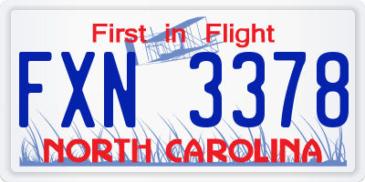 NC license plate FXN3378