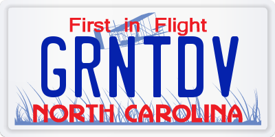 NC license plate GRNTDV