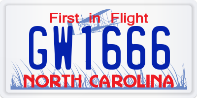 NC license plate GW1666