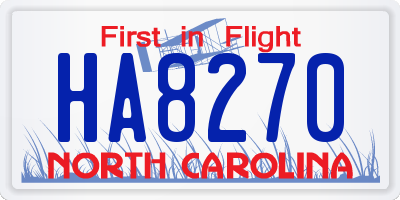 NC license plate HA8270