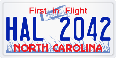 NC license plate HAL2042