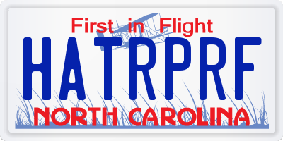 NC license plate HATRPRF