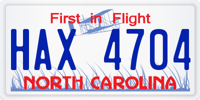 NC license plate HAX4704