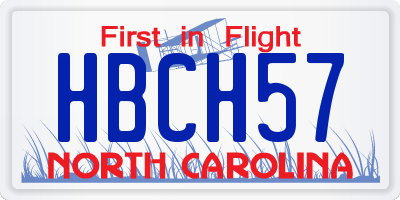 NC license plate HBCH57