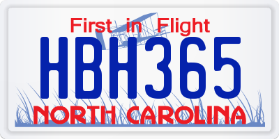 NC license plate HBH365