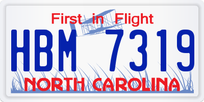 NC license plate HBM7319