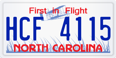 NC license plate HCF4115