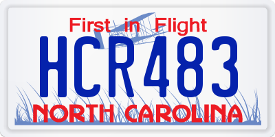 NC license plate HCR483