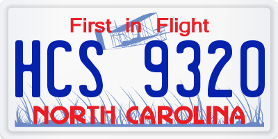 NC license plate HCS9320