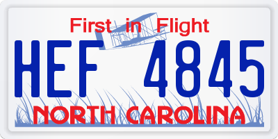 NC license plate HEF4845