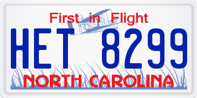 NC license plate HET8299