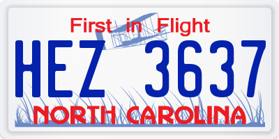 NC license plate HEZ3637