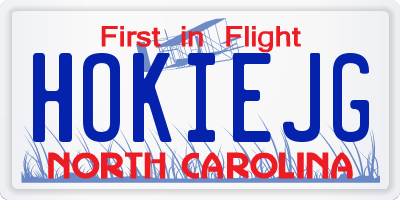 NC license plate HOKIEJG