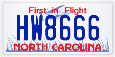 NC license plate HW8666