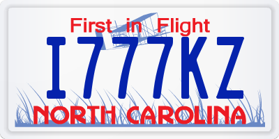 NC license plate I777KZ