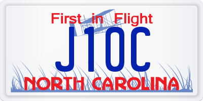 NC license plate J10C