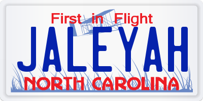 NC license plate JALEYAH