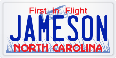 NC license plate JAMESON