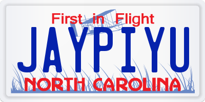 NC license plate JAYPIYU