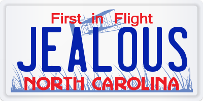 NC license plate JEALOUS