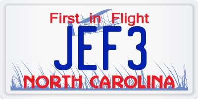 NC license plate JEF3