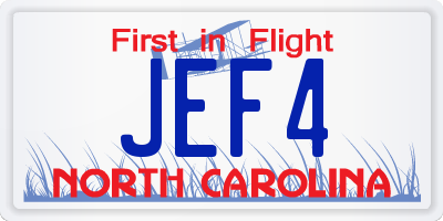 NC license plate JEF4