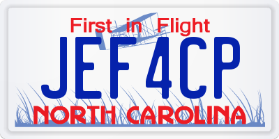 NC license plate JEF4CP