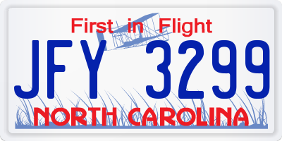 NC license plate JFY3299