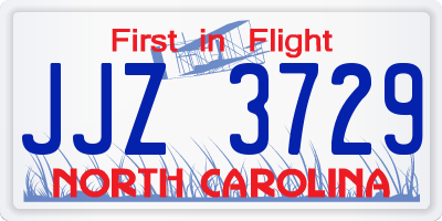 NC license plate JJZ3729