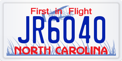 NC license plate JR6040