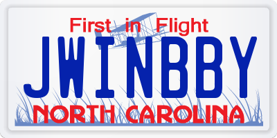 NC license plate JWINBBY