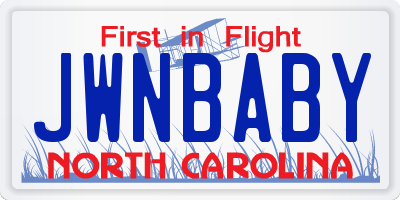 NC license plate JWNBABY