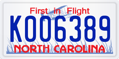 NC license plate K006389