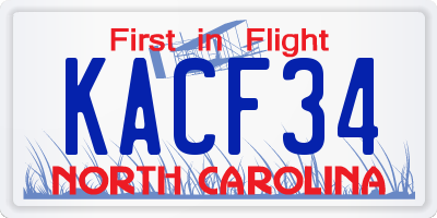 NC license plate KACF34