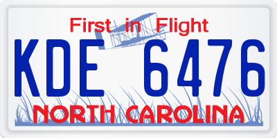 NC license plate KDE6476