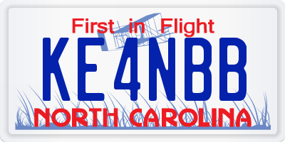 NC license plate KE4NBB