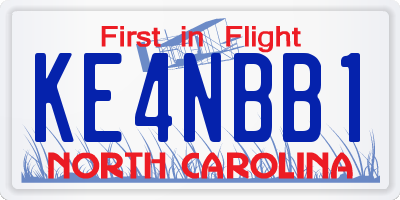 NC license plate KE4NBB1