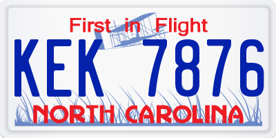 NC license plate KEK7876