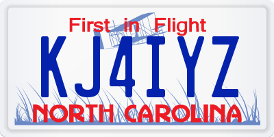 NC license plate KJ4IYZ