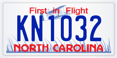 NC license plate KN1032